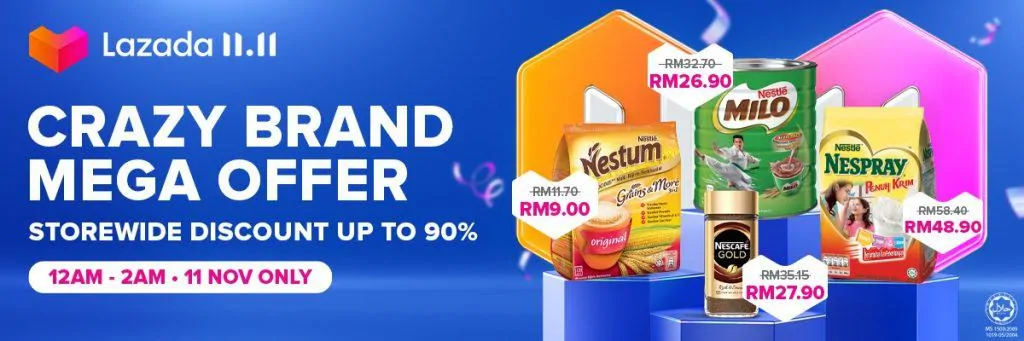 Diskaun Nestle 11.11 Crazy Brand Mega Offer (2 jam sahaja)