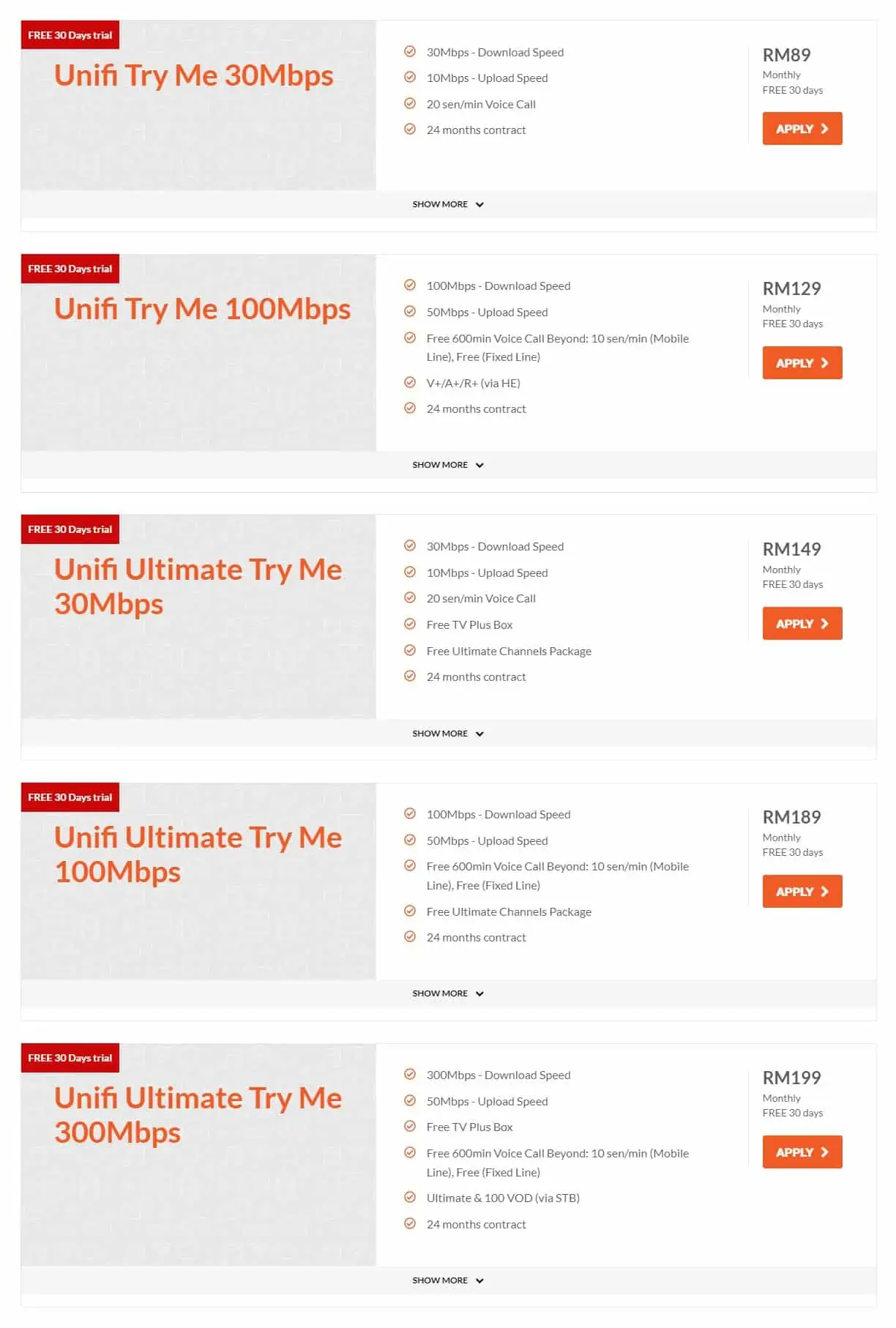 Unifi 2023 Price Package for Home Internet