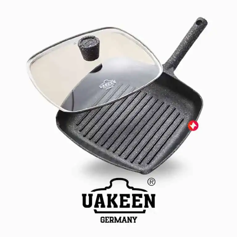 Uakeen Germany Die Cast Granite Grill Pan with Lid