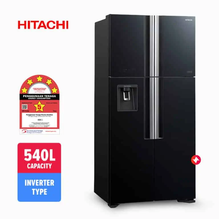 Hitachi Big French 4 Door Refrigerator R-W720P7M-GBK (540L)