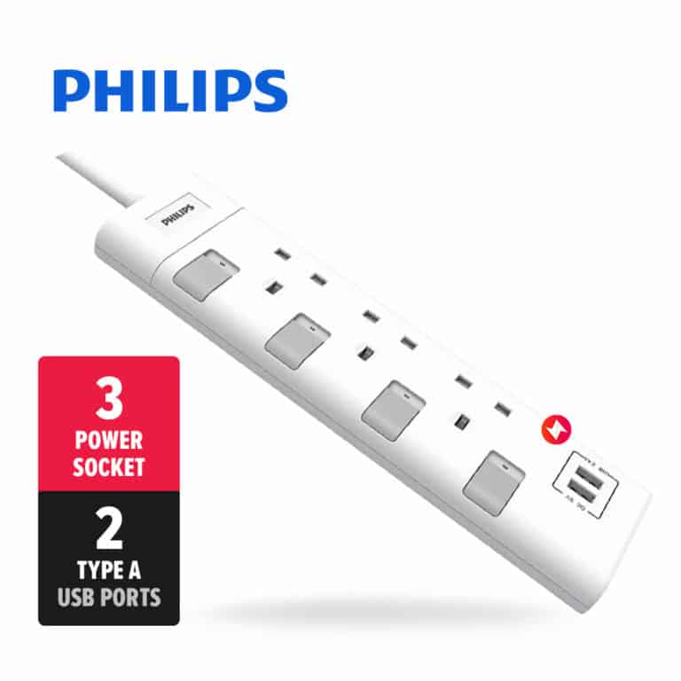 Philips Extension SIRIM Certified (4 Socket, 2 USB-A)