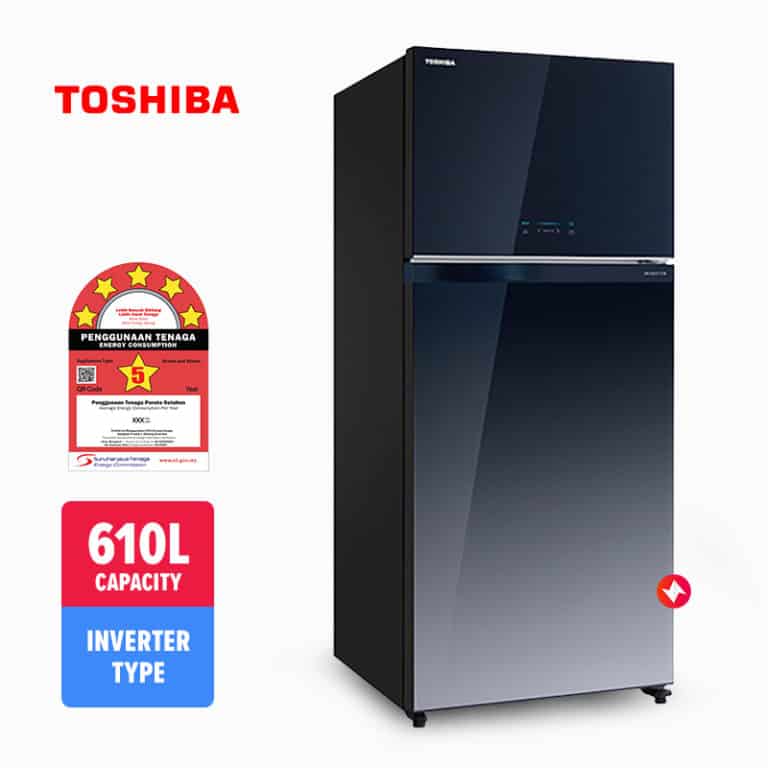 Toshiba 2 Doors Duo Hybrid, Inverter Refrigerator GR-AG58MA (610L)