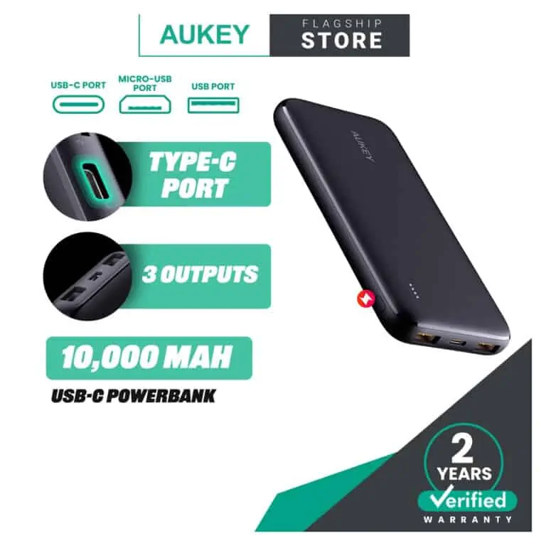 AUKEY PB-N73 N Series 10000mAh USB C / Lightning Universal Powerbank for Android & iOS