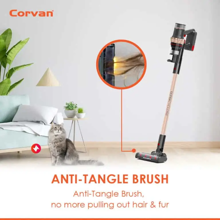 Corvan Cordless Vacuum Mop K18 Pro - Anti Tangle Brush