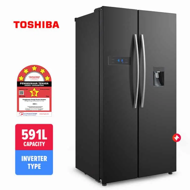 Toshiba Refrigerator Dual Inverter with Water Dispenser Side By Side Fridge GR-RS682WE-PMY(06) (591L)