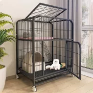 Solid Steel Cat Cage With Wheels