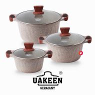 UAKEEN Granite Coating Casserole with Safety Glass Lid